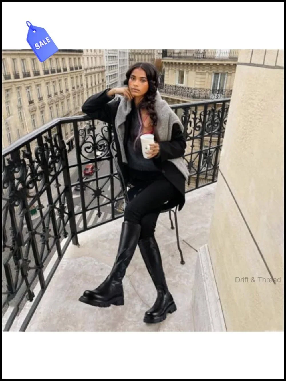 Women's Platform Knee High Stretch Boots Chunky Heel